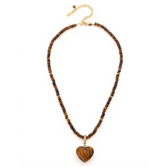 COS Tiger's Eye Beaded Necklace Brown Tan - Picture 1 of 3